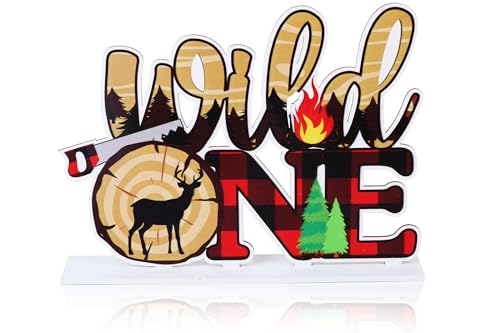 Sursurprise Wild One Holzschild zum 1. Geburtstag, Tischdekorationen für Jungen und Mädchen von Sursurprise