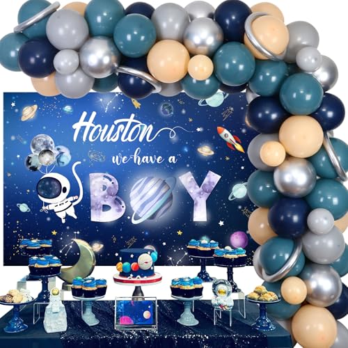 Weltraum Baby Dusche Dekorationen Houston Wir haben einen Jungen Kulisse Rakete Astronaut Ballon Girlande Bogen Kit Nachthimmel Planet Galaxie Party Supplies von Sursurprise