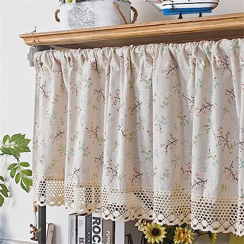 Surwin Bistrogardine Coffee Break Scheibengardine Küchengardine mit Vintage Blumen Motiven, Halbtransparente Kurzgardine Wohnzimmer Landhaus Càfe Gardinen Moderne Kurz Vorhang (45x150cm,Blumen) von Surwin