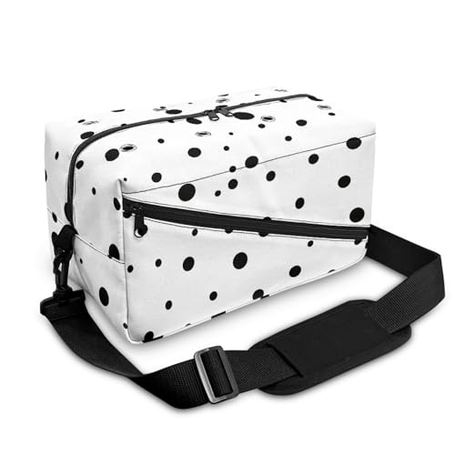 Surwin Garn Aufbewahrung Tasche, Polka Dots Muster Handarbeitstasche Häkeln Wolltasche Aufbewahrung mit Schultergurt Stricken Aufbewahrungstasche mit Reißverschluss (Polka Dots) von Surwin