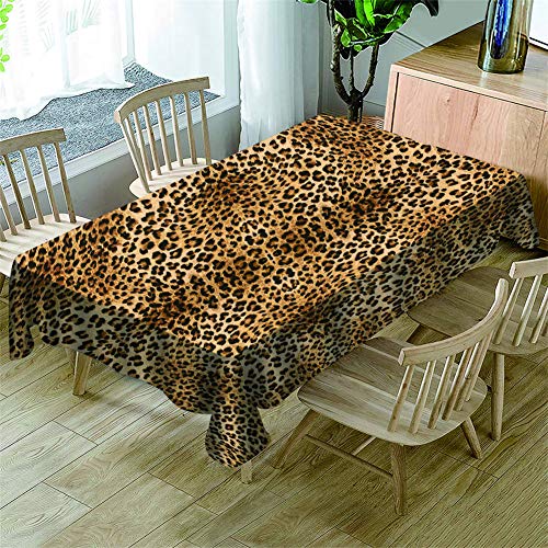 Surwin Tischdecke 3D Druck Rechteckig Tischdecken Wasserdicht Lotuseffekt Abwischbar Abwaschbar Tischtuch für Küche Outdoor Garten Weihnachten Dekoration (Leopard Drucken,140x140cm) von Surwin