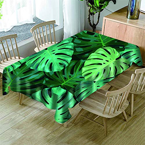 Surwin Tischdecke 3D Druck Rechteckig Tischdecken Wasserdicht Lotuseffekt Abwischbar Abwaschbar Tischtuch für Küche Outdoor Garten Weihnachten Dekoration (Monstera,140x210cm) von Surwin