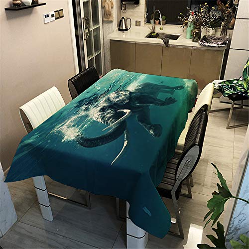 Surwin Tischtuch Drucken Tischdecke, Rechteckige Tischdecke Fleckschutz Pflegeleicht Abwaschbar Wählbar für Home Küche Dekoration (Schwimmender Elefant,100x140cm) von Surwin