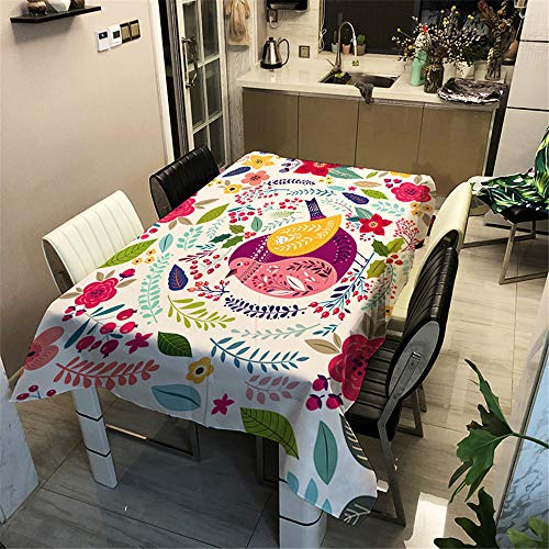 Surwin Tischtuch Drucken Tischdecke, Rechteckige Tischdecke Fleckschutz Pflegeleicht Abwaschbar Wählbar für Home Küche Dekoration (Spatz,140x180cm) von Surwin