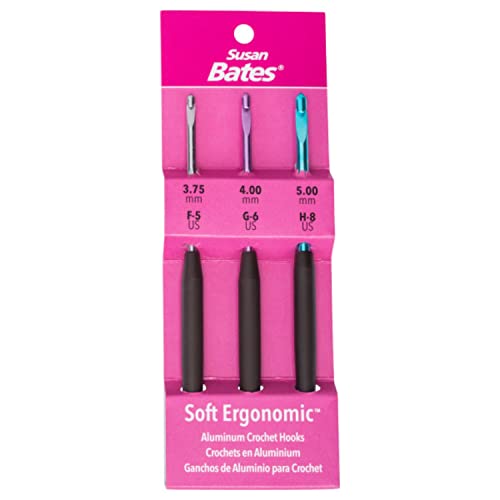 Susan Bates Silvalume Soft Ergonomic Crochet Hook Set-Sizes F5/3.75mm, G6/4mm, And H8/5mm von Susan Bates