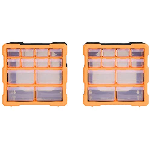 Susany 2 STK. Sortierbox Kleinteilemagazin Sortimentskasten Sortierkasten Multi-Schubladen-Organizer 12 Schubladen 26,5x16x26 cm von Susany