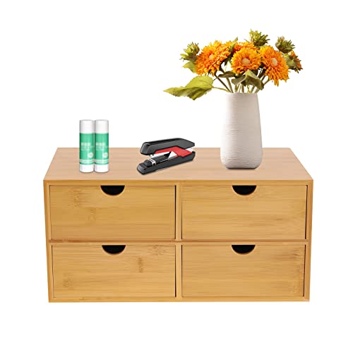 Susoso Schreibtisch Organizer aus Holz, Schreibtischablage mit 4 Schubladen Stiftebox für Home-Office 33 * 19 * 16cm Holz von Susoso