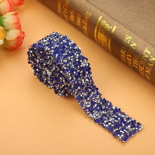 Sustvita Hochzeitsdekorationsband, 1yard 30 -mm -Diamant -Strass -Ribbon Sparkle Crystal Mesh Wrap für Prom -Kleid -Applikationen, Haarzubehör und Gürteldekoration (Dark Blue) von SustVita