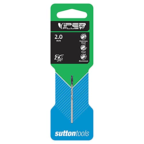 Sutton tools D184 Viper Plus DIN338 HSS TiAIN Kardierter Bohrer, 2,0 mm Gewindedurchmesser von Sutton Tools