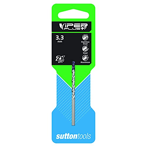 Sutton tools D184 Viper Plus DIN338 HSS TiAIN Kardierter Bohrer, 3,3 mm Gewindedurchmesser von Sutton Tools