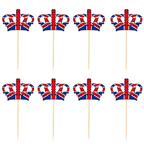 80 Stück kronenförmige Krönungs-Kuchendekorationen, Cupcake-Topper, niedliche Mini-Krönungsdekorationen, Kuchendekorationen, Union Jack-Kuchendekorationen für King Charles the Third Street Party, 13 x von Suxdlan