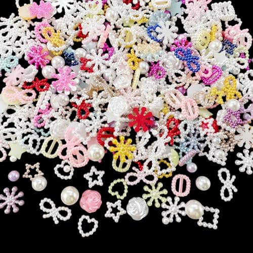 Nail Art Dekoration, 400 Stück 3D Nail Art Charms, Herz Bär Schleife Blume Nagel Schmuck für Mädchen Frauen DIY Nagel Dekor (Mix-F) von Suxgumoe