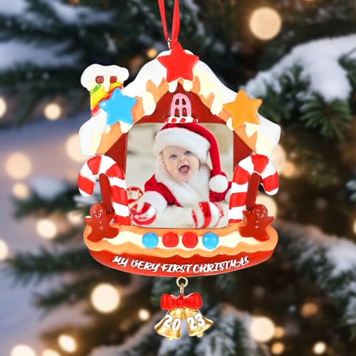 Baby's First Christmas Ornament 2023 My Very First Christmas Baby Photo Frame Christmas Ornament 2023 Year Dated Christmas Tree Ornament for Girl Boy Keepsakes Gifts (House) von Suzile