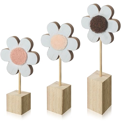 Suzile 3 Stück Kinderzimmer Dekor Holz Blume Wanddekoration Ästhetische Blume Wandkunst für Zuhause Kinderzimmer Schlafzimmer Mädchen Junge Babyparty Dekoration Geschenk von Suzile