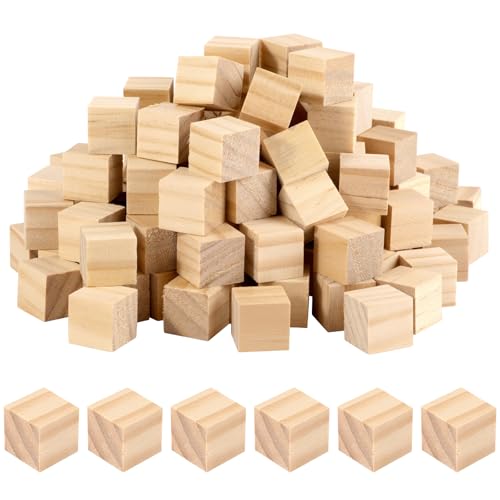 120 Stück Holz Würfel, Unbehandeltes Holz, 20mm Holzwürfel Blanko Deko, Kleine Holzklötzchen zum Basteln, Holzklötze für DIY, Malen, Handwerk, Dekoration, Puzzles, Zahlen von Svalor