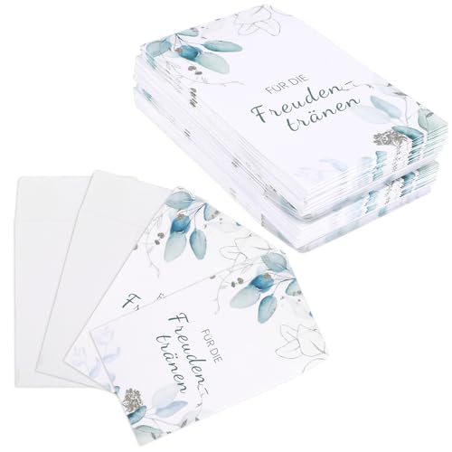 60 Stück Taschentücher Papiertüten, 6x8cm Freudentränen Hochzeit, Mini Freudentränen Taschentücher Hochzeit, Verpackung für die Freudentränen, Mini Papiertüten, für Hochzeit usw. von Svalor