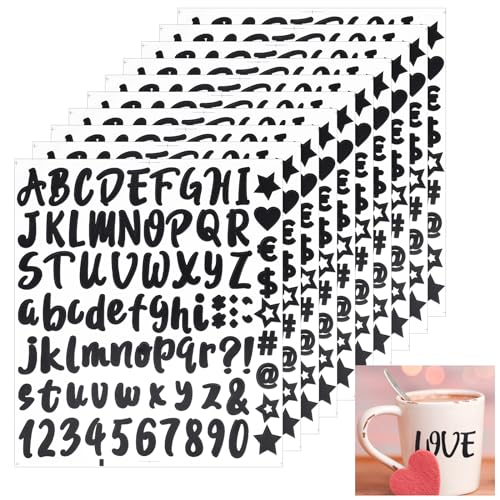 810 Stücke Buchstaben Aufkleber,10 Blätter Selbstklebendes Vinyl Buchstaben Zahlen Kit,Schwarz Klebebuchstaben Aufkleber,für Postfach,Schilder,Adressnummer,DIY Scrapbooking,Dekorationskunst von Svalor