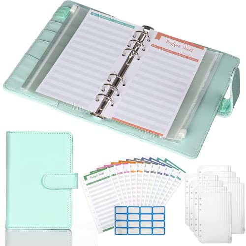 Budget Binder, A6 Budget Planner, 6 Löcher Loseblatt Notizbuch, Binder Budget Notizbuch Set, mit 8 Binder Taschen, 12 Farben Budgetblätter und 16 Etikettenaufklebern(Blau) von Svalor