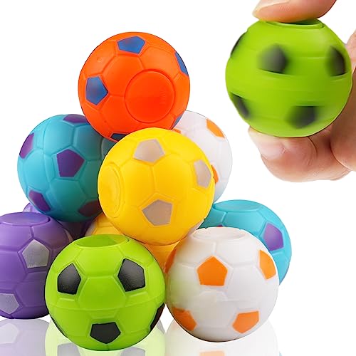 12 Stück Mini Fußball Spinner Fingerspitzen Spielzeug, Drehbare Stressbälle Spiel, Anti Stress Sensorisches Spinnendes Spielzeug, Mini Football Stress Relief Spielzeug für mitgebsel Kindergeburtstag von Svalor