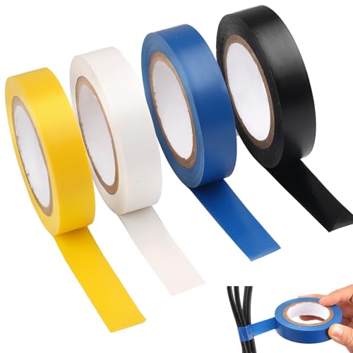 Isolierband Farbig Set, 4 Rollen PVC Isolierband, Isolierband Klebeband Bunt, Wasserdicht Selbstklebendes Isolierband, Elektriker Klebeband für Reparaturen und Isolierung - 16mm x 15 Meter/Roll von Svalor