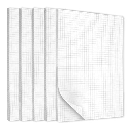 Notizblock Kariert, 40 Blatt 5 Stück, 80 g/m² Papier, 250 x 170mm Schreibblock, Block Kariert für Schulen, Büros und Wohnungen von Svalor