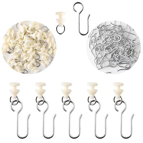 Svalor 120 Stück Gardinenhaken Gleiter, Gardinenröllchen für Schiene, Curtain Hooks, Gardinenröllchen, Gardinen Gleiter mit Metall Vorhang Haken für Fenstervorhang Türvorhang Duschvorhang von Svalor