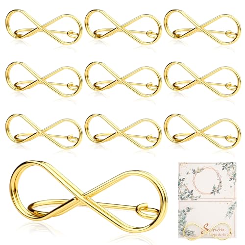 Svalor Tischkartenhalter Hochzeit Gold, 10 Stück Tischnummer Halter Metall, Unendlichkeit Tischnummern Hochzeit, Tischkarten-Clips Platzkartenhalter - für Hochzeiten Party Restaurant Tisch Deko von Svalor