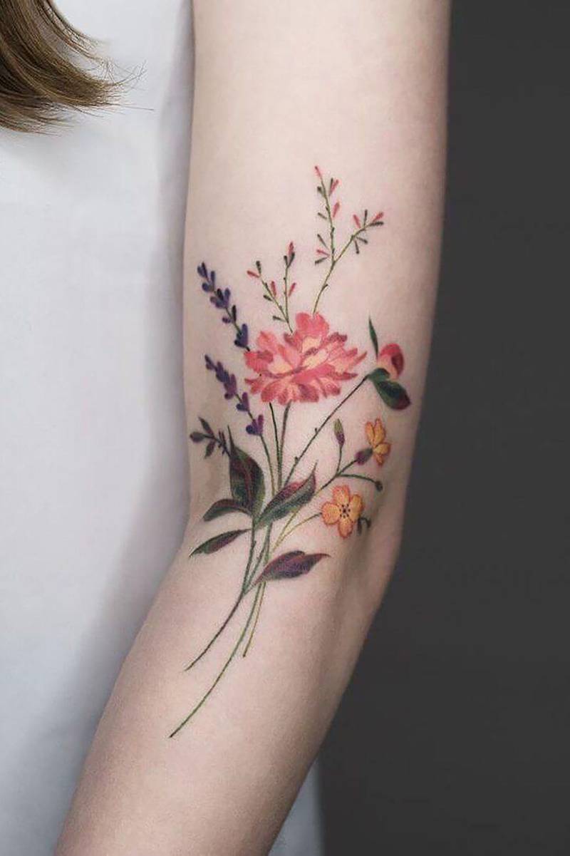 Bunte Blume Abnehmbares Tattoo - Fake Blumen Temporäre Wasserdicht Idee Für Mädchen Frau von SvenHStore