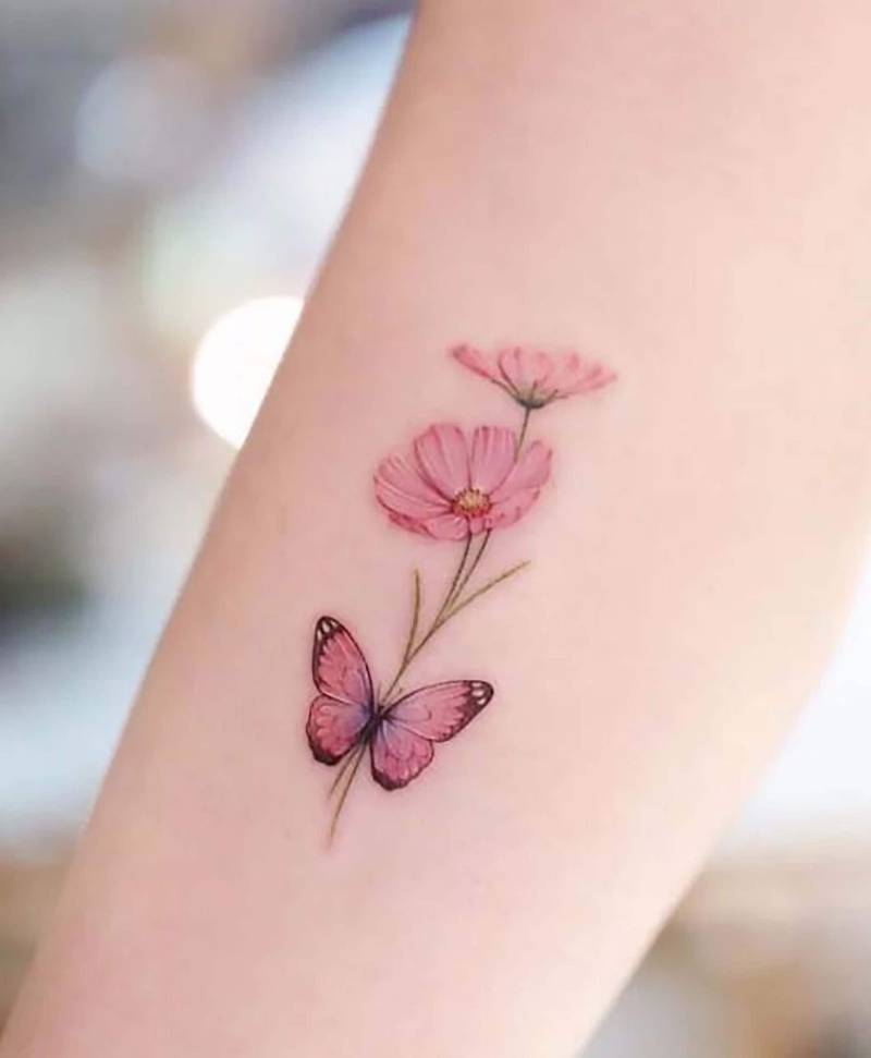 Schmetterling Und Blumen Temporäre Tattoo, Floral Fake Bunte Schmetterlinge Tiny Wasserdicht Entfernbares Girly Tattoo von SvenHStore