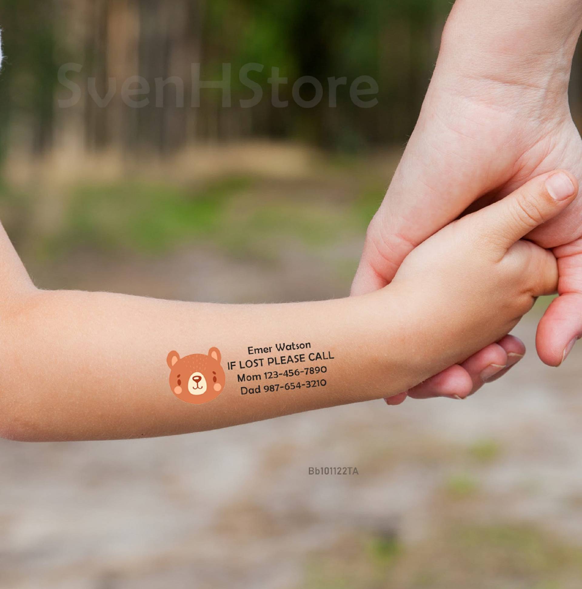 Wenn Verloren, Rufen Sie Bitte An-Notfallkontakt Temporärer Tattoo-Aufkleber-Wenn Verloren Tattoo Für Kinder-Kindersicherheit Tattoo-Non von SvenHStore