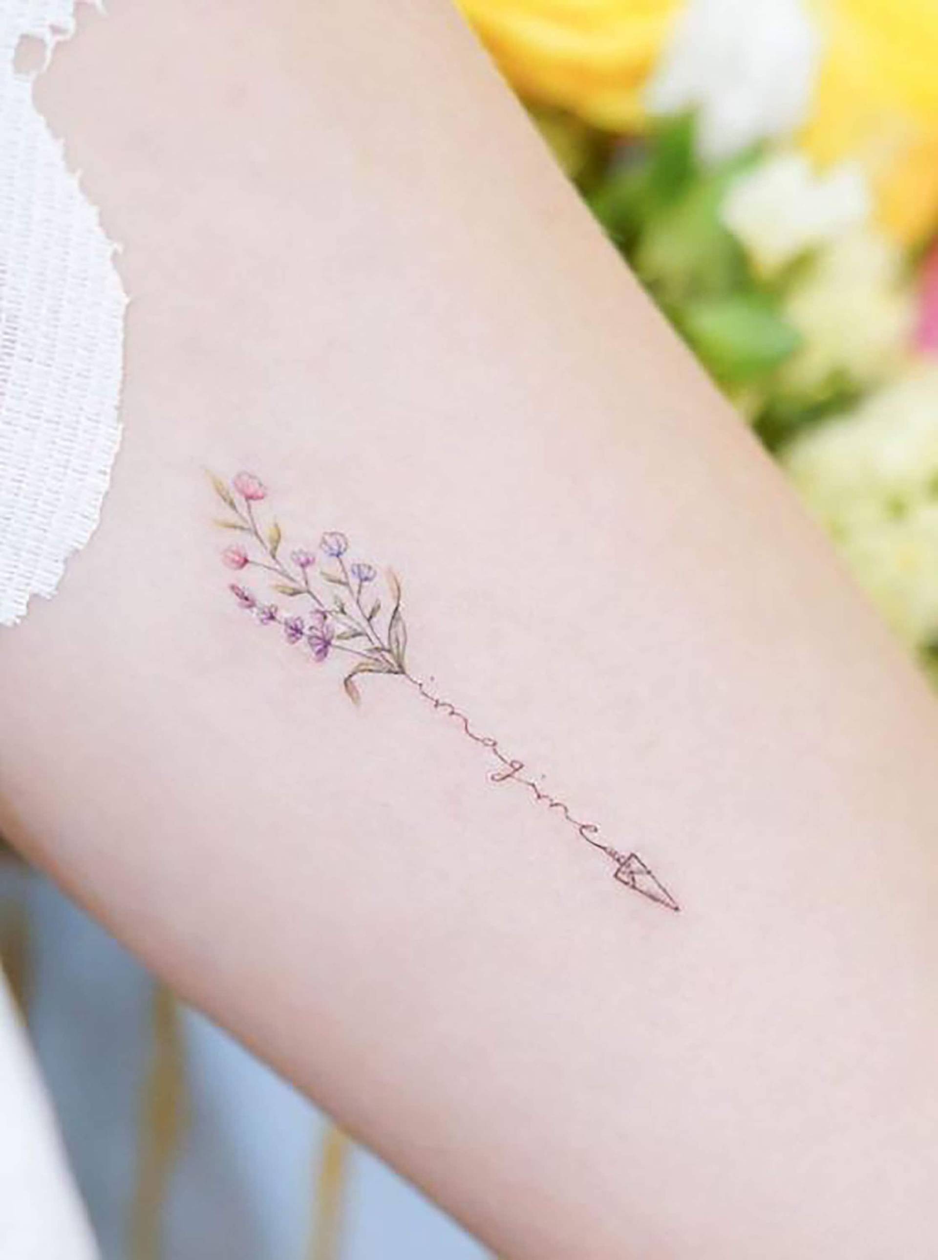 stellen Sie Sich Vor, Blume Entfernbares Tattoo, Fake Blumen Tattoo Für Mädchen, Personalisierte Temporäre Wasserdicht, Mit Namen Und von SvenHStore