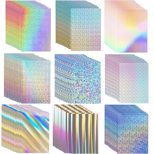 100 Blatt Holographic Cardstock 8.5 x 11, 250gsm/92lb Metallic Cardstock Glitter Shiny Iridescent Mirror Paper Dickes Kartenpapier für Bastelarbeiten Kartenherstellung Partydekoration Scrapbook von Swanaryo