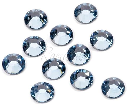 25 Original Hotfix Swarovski Rhinestone Strass rund 4 mm aquamarin von Swarovski