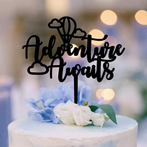 Adventure Awaits Cake Toppers Personalisierter Name & Age Geburtstag Kuchenaufsatz Schwarz Acryl Happy Birthday Cake Toppers Party Supplies Happy Birthday to Men Women Boys Girls Cake Toppers von Swavecat