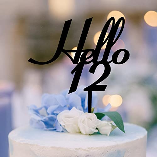 Hello 12 Cake Topper Schwarz Acryl Happy Birthday Party Dekorationen Cake Topper Custom Birthday Party Dekorationen Cake Topper Happy Birthday to Children or Adults Cake Toppers von Swavecat