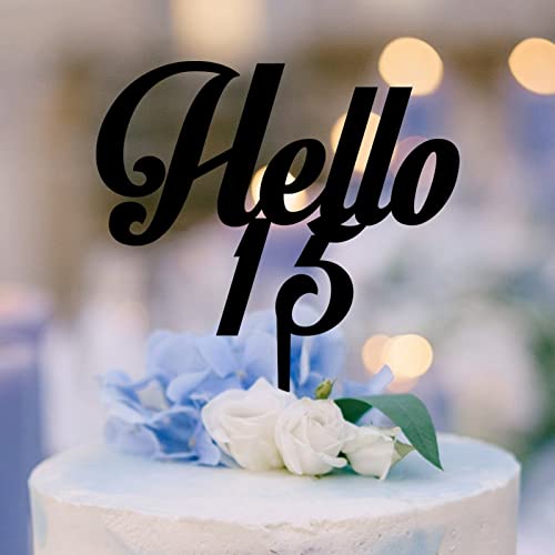 Hello 15 Cake Toppers Geburtstag Party Dekorationen Supplies Custom Cake Topper Black Acryl Birthday Cake Toppers Party Decor Supplies Happy Birthday to Men Women Boys Girls Cake Toppers von Swavecat