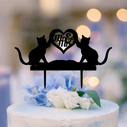 Jahrestag Cake Toppers Brautdusche Cake Topper Hochzeitstorte Topper Katze Braut und Bräutigam Silhouette Rustikale Kuchen Topper Braut Geschenk Benutzerdefinierte Hochzeitstorte Dekorationen von Swavecat