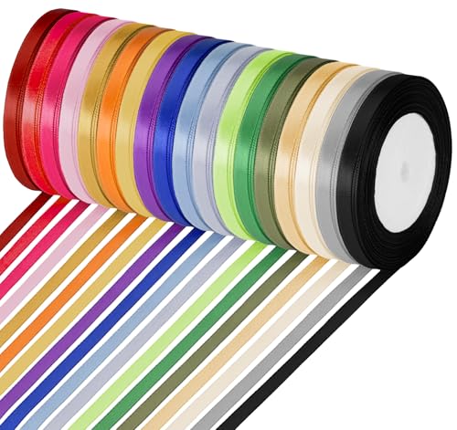 Sweelov Polyester Satin Ribbon, 18 Colors 6mm x 20m Decoration Gift Ribbon for DIY Arts Crafts Gift Wrapping Bows Wedding Decoration von Sweelov