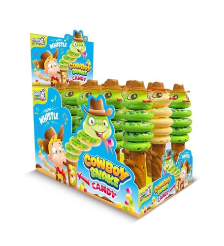 Sweet Flash Cowboy Snake (15er Display) – Spielzeug-Pfeife mit Süßigkeiten im Griff, Fruchtbonbons für Kinder, lustige Snack-Pfeife, ideal für Partys, Mitgebsel und Geschenke von Sweet Flash