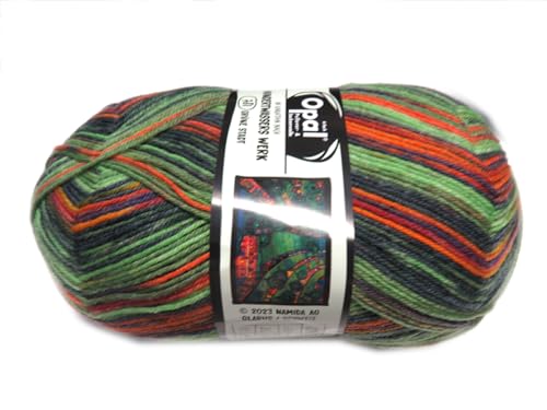 Opal Wolle 'Wellenlänge' 807 - 100g, 4-fädig, 75% Schurwolle, 25% Polyamid, nach Friedensreich Hundertwasser von Sweet Kiss