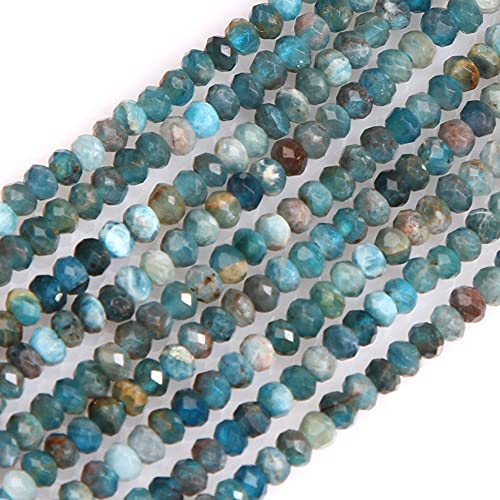 AAA natürliche Rondelle Abstandshalter Halbedelstein Perlen für Schmuckherstellung 38,1 cm (Apatit/2 x 3 mm) von Sweet & Happy Girl's Gemstone Beads Strand