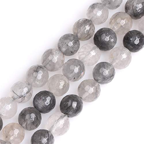 SHGbeads Wolken-Bergkristall-Edelstein, lose Perlen, natürliche Energie, Heilkraft für Schmuckherstellung, 10 mm, rund, facettiert, 38,1 cm von Sweet & Happy Girl's Gemstone Beads Strand