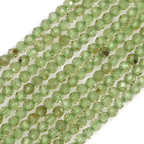 Runde facettierte Abstandshalter für Schmuckherstellung, Güteklasse AAA, 2 mm, 38,1 cm (15 Zoll) (Peridot) von Sweet & Happy Girl's Gemstone Beads Strand