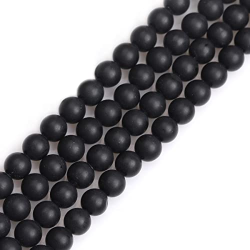 Sweet & Happy Girl's Store SHGbeads 8 mm Frost Mattschwarzer Obsidian-Jaspis Halbedelstein, runde lose Perlen für Schmuckherstellung, Bastelbedarf, 38,1 cm von GEM-INSIDE CREATE YOUR OWN FASHION