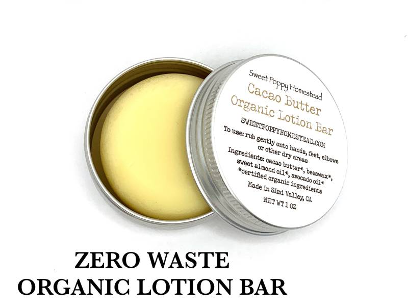 Lotions Bar | Zero Waste Organic Cacao Butter Solid Lotion 100% Natürliche Harte Duftlos von SweetPoppyHomestead