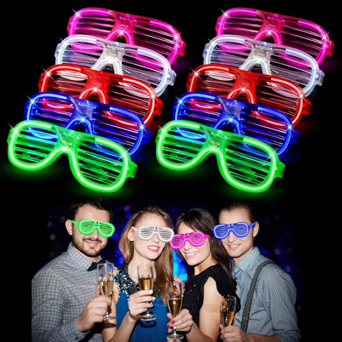 LED Brille, 10 Stück LED Partybrille Leuchtende Brille, LED Brille für Party, Rave Shutter Shades Brille, Neon party Brille, LED Leuchtbrille für Geburtstagsfeier, Karneval, Halloween, Party, Konzert von Sweetone