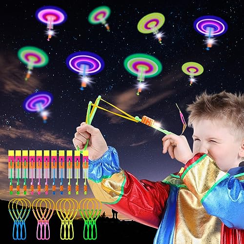 LED Leuchtspielzeug Partyartikel, 12 Stück Fliegendes Spielzeug Party Set, Leuchtspielzeug Schleuder, Led licht Nacht Hubschrauber, Led Springendes Spielzeug für Kinder, Mitgebsel Kindergeburtstag von Sweetone