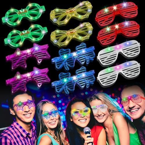 Sweetone LED Brille, 12 Stück LED Partybrille Leuchtende Brille, LED Brille für Party, Rave Brille Neon, party Brille, LED Leuchtbrille für Geburtstagsfeier, Karneval, Halloween, Party, Konzert von Sweetone