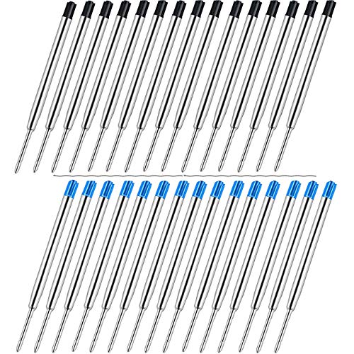 Kugelschreiber Minen, 30 Stück Kugelschreiberminen Großraumminen für Kugelschreiber Metall Ersatzminen für das G2-Format, Kompatible Minen 1,0mm Strichstärke M Ersatzminen (Blau+Schwarz) von Sweetone