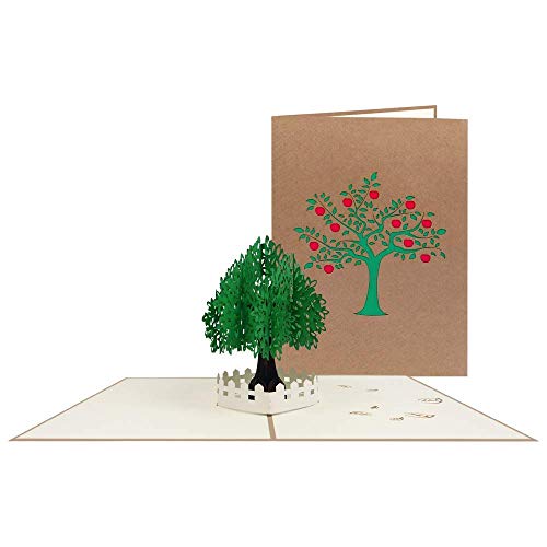 Sweetpopup® 3D Pop Up Karte Geburtstagskarte Dankeskarte Glückwunschkarte Geschenkkarte Gutscheinkarte Glückwunsch Geburtstag Muttertag Vatertag Ruhestand | Klappkarte Baum/Apfelbaum, 081 von Sweetpopup